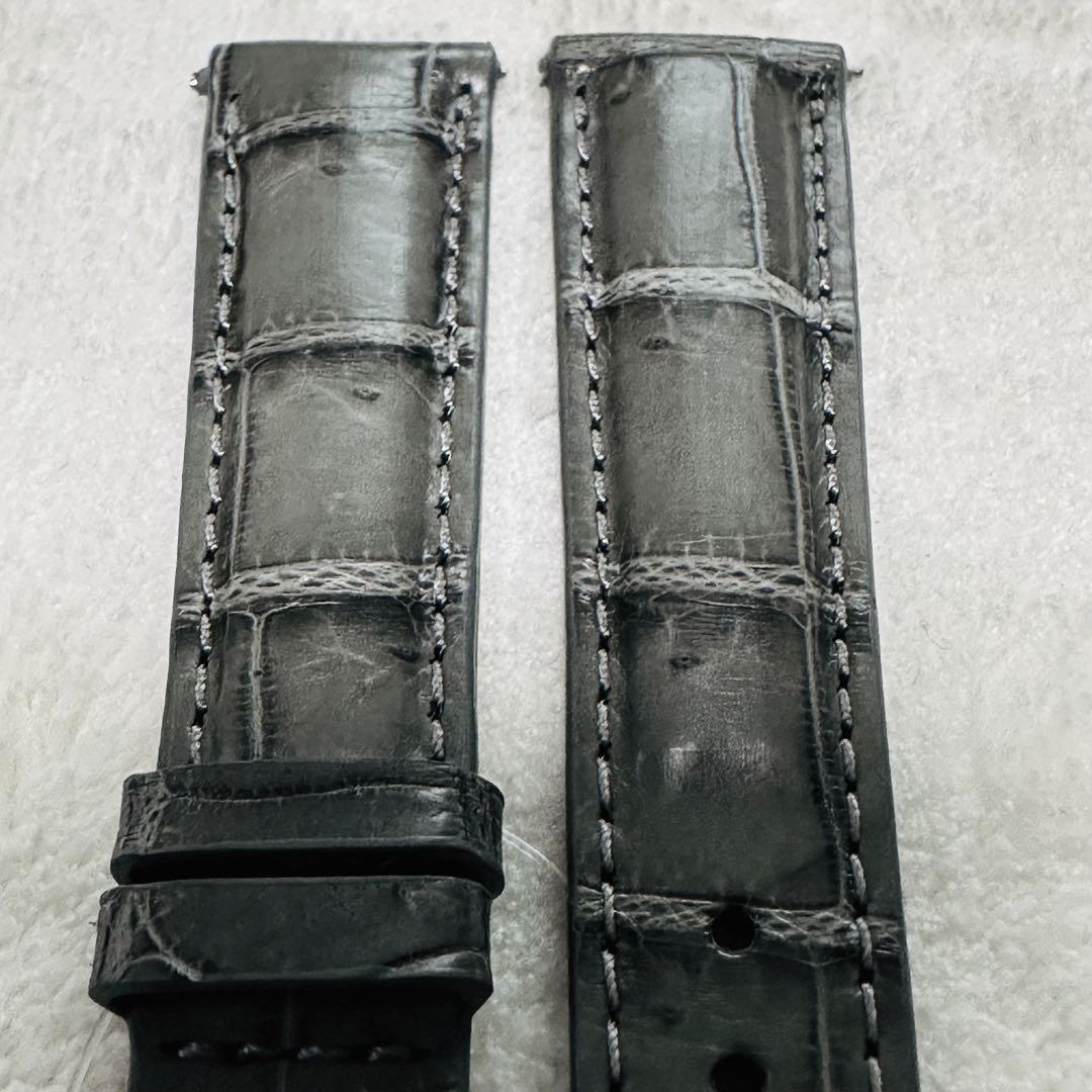 2019#19mm-16mmアッシュグレー★本物クロコダイルベルト★スイス製