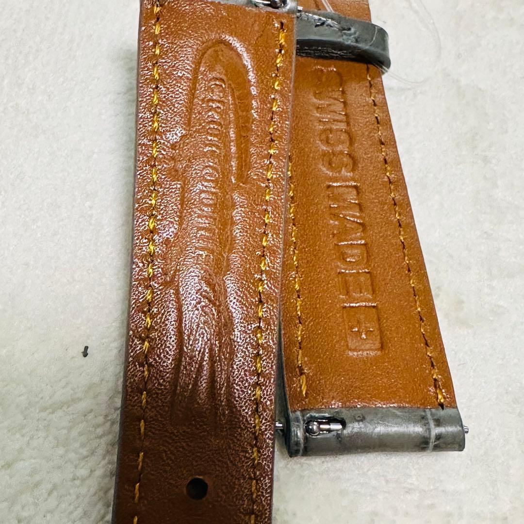 2019#19mm-16mmアッシュグレー★本物クロコダイルベルト★スイス製