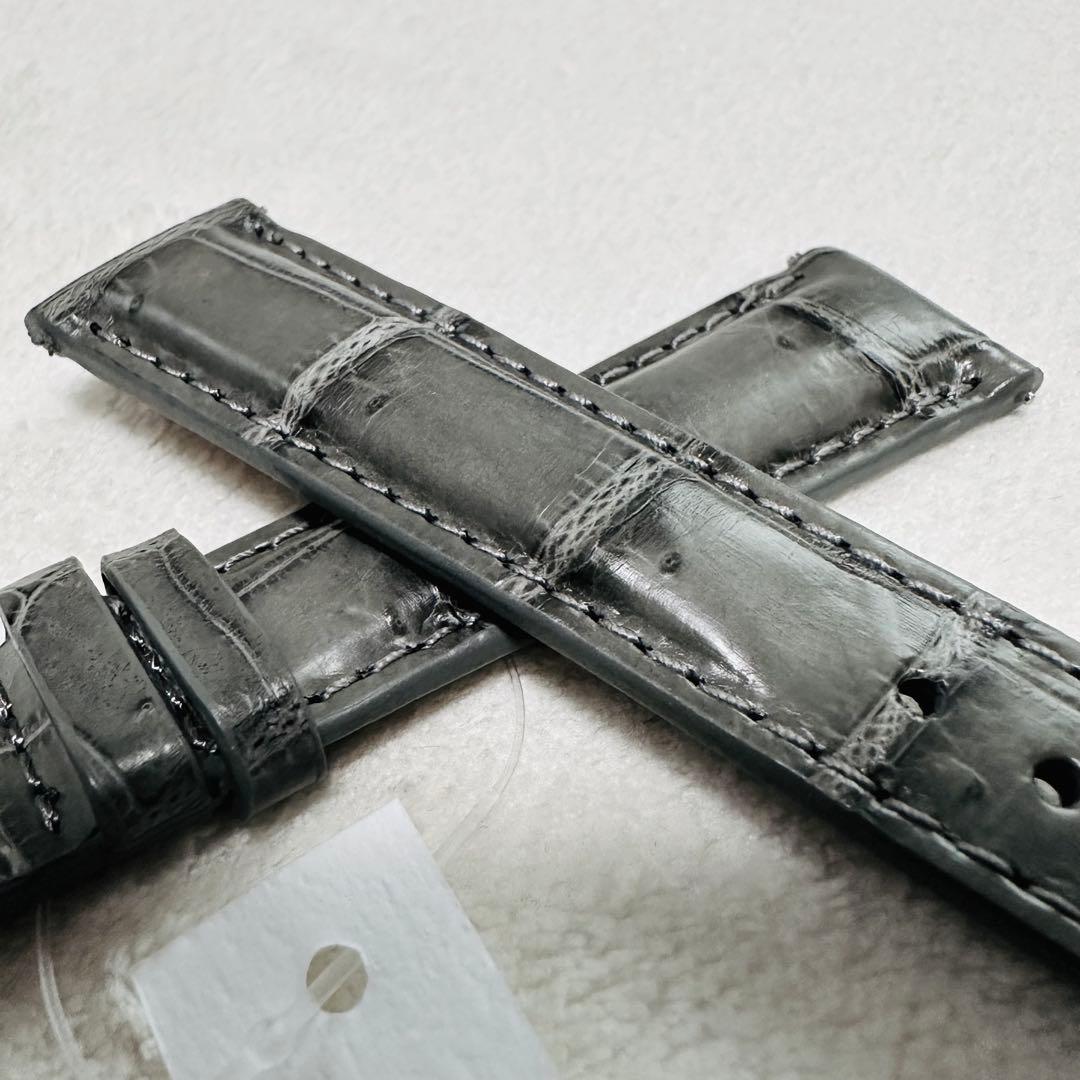 2019#19mm-16mmアッシュグレー★本物クロコダイルベルト★スイス製
