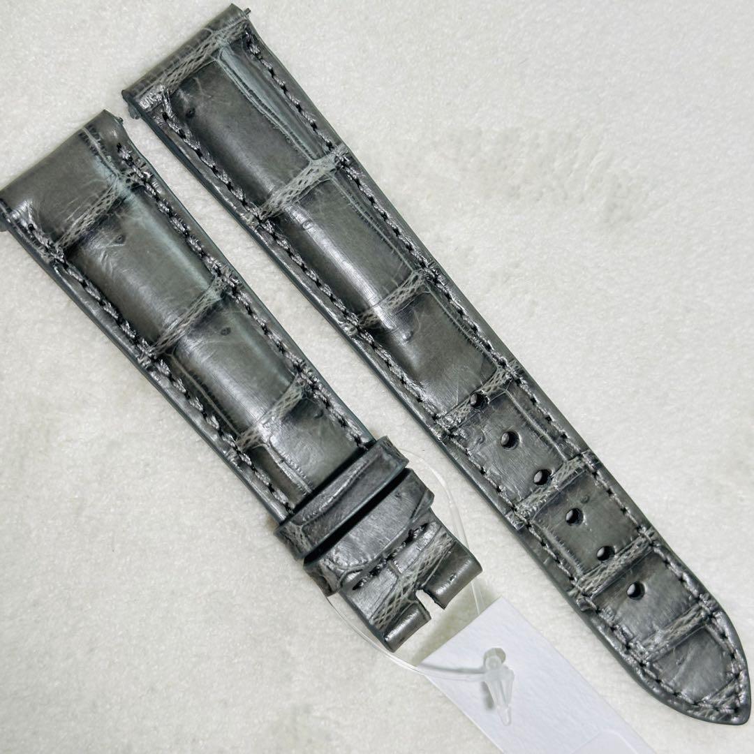 2019#19mm-16mmアッシュグレー★本物クロコダイルベルト★スイス製