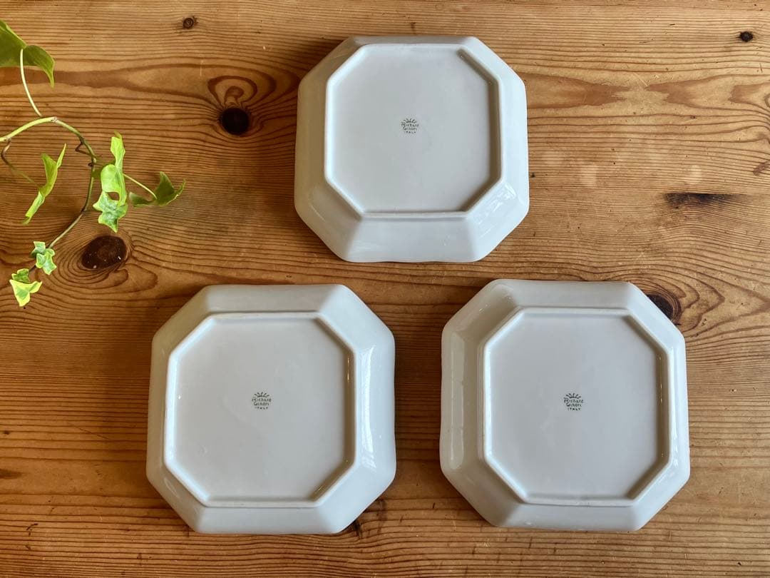 ジノリ　ベッキオホワイト　14.5スクエアプレート×3