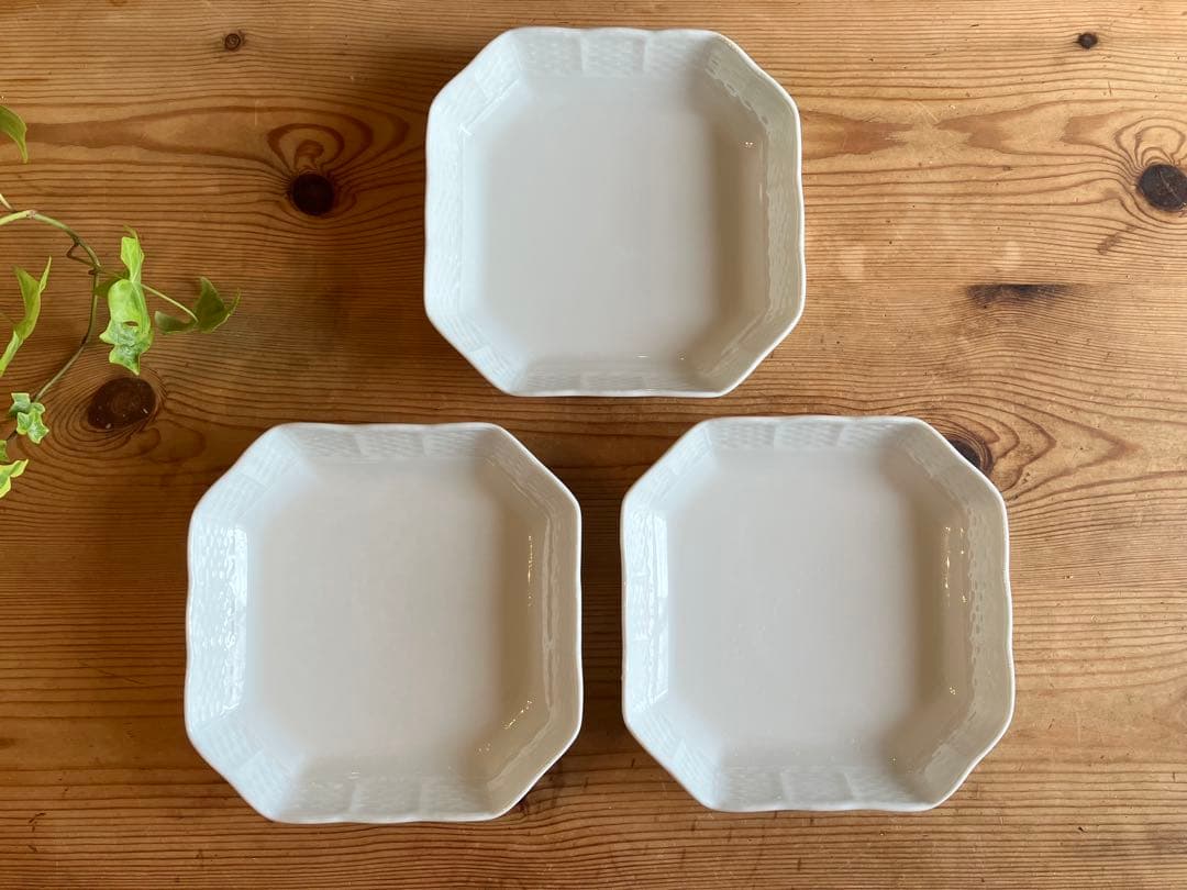 ジノリ　ベッキオホワイト　14.5スクエアプレート×3