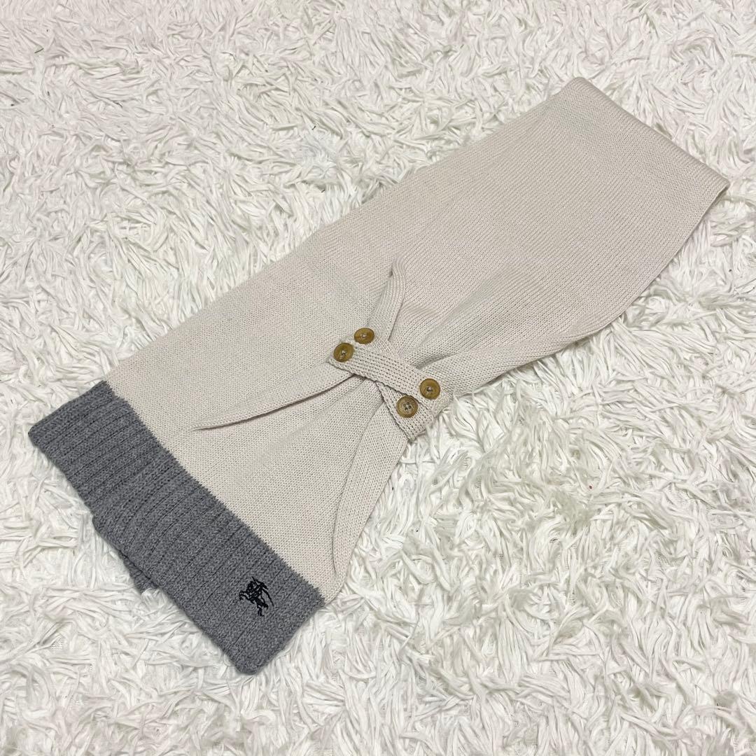 【tomo】Burberry バーバリー マフラー ニット ボタン付き