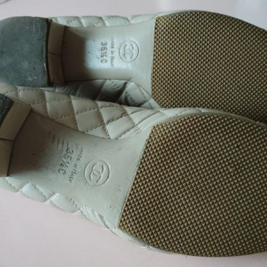 お値下げ☆CHANEL ホワイト ローヒールシューズ