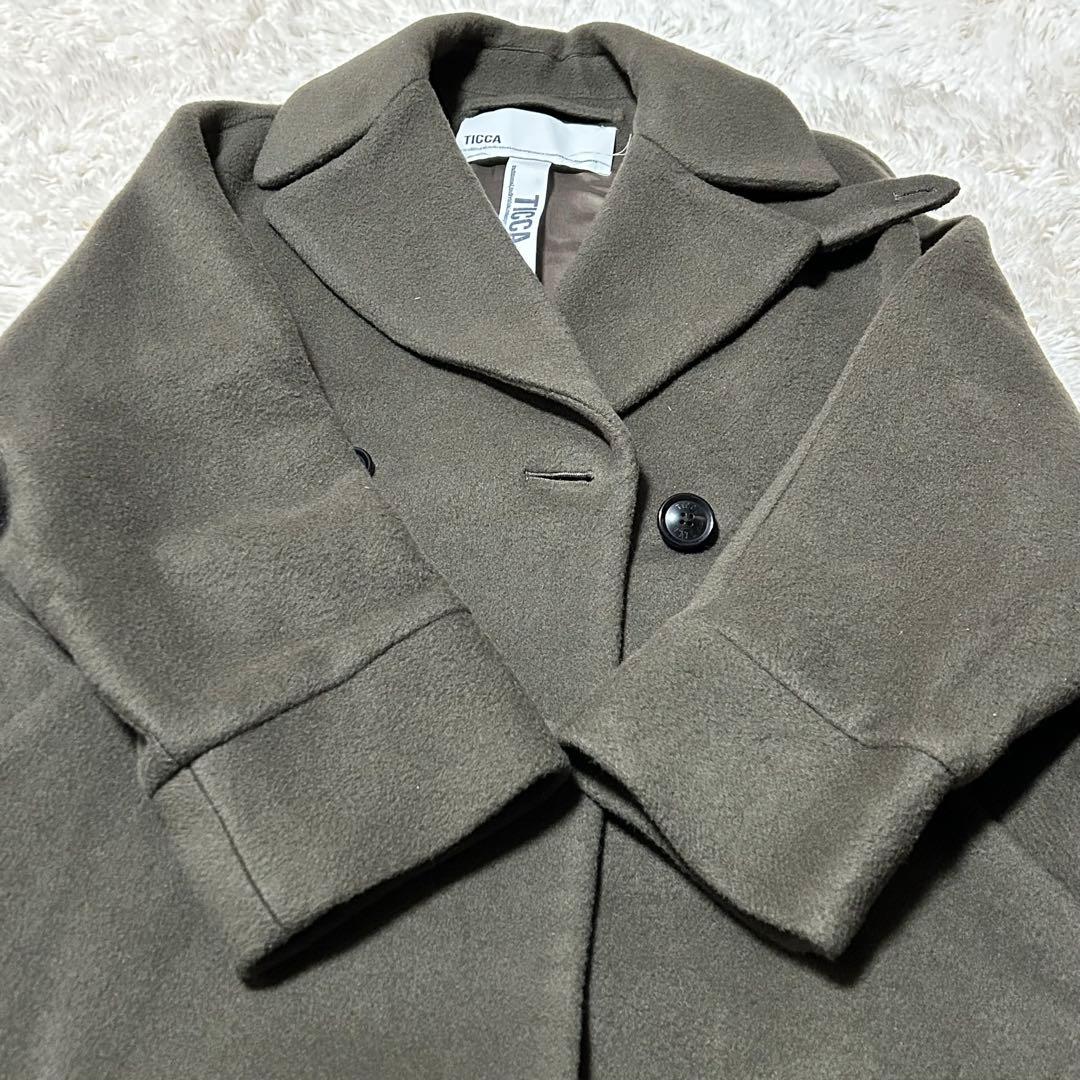 TICCA ティッカ　テントコート　カーキ　ダブルブレストコート　F