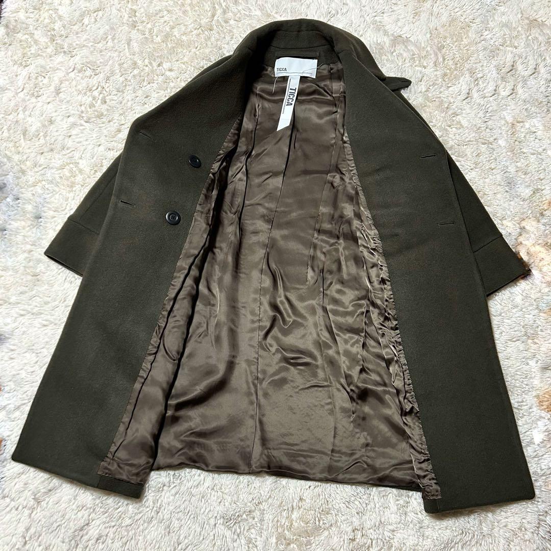 TICCA ティッカ　テントコート　カーキ　ダブルブレストコート　F