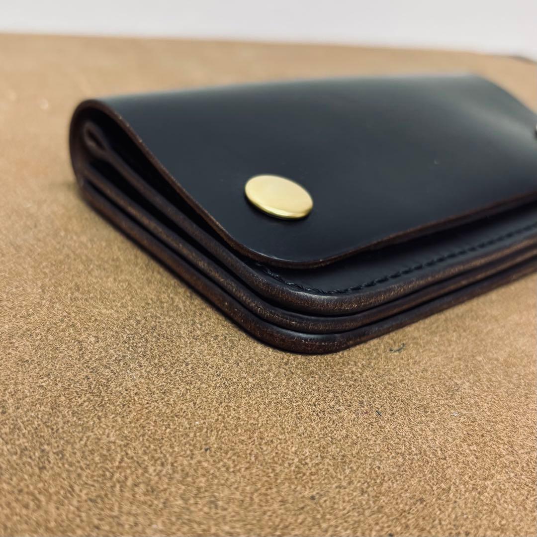 クロムエクセル　トラッカーウォレット　ミドル　黒　茶心　3層　HORWEEN