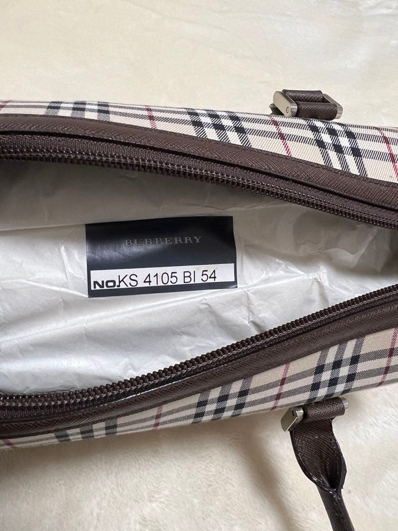 バーバリー ミニボストン ショルダーバッグ ノバチェック キャンバス レザー