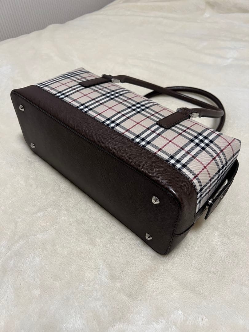 バーバリー ミニボストン ショルダーバッグ ノバチェック キャンバス レザー