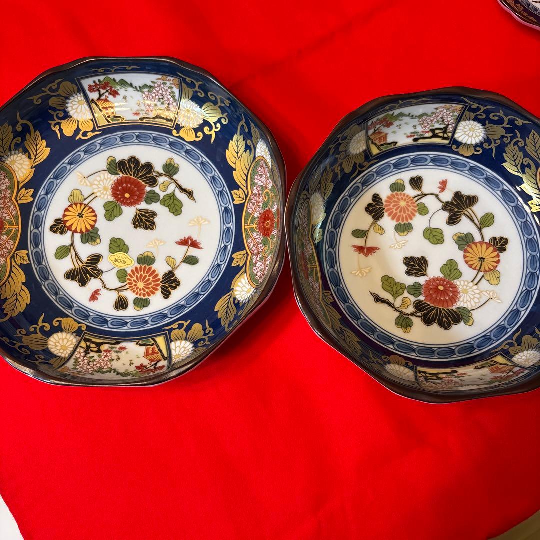 有田焼 仁祥窯 献上古伊万里・八角大皿 大鉢・八角取り皿5枚 計7点セット