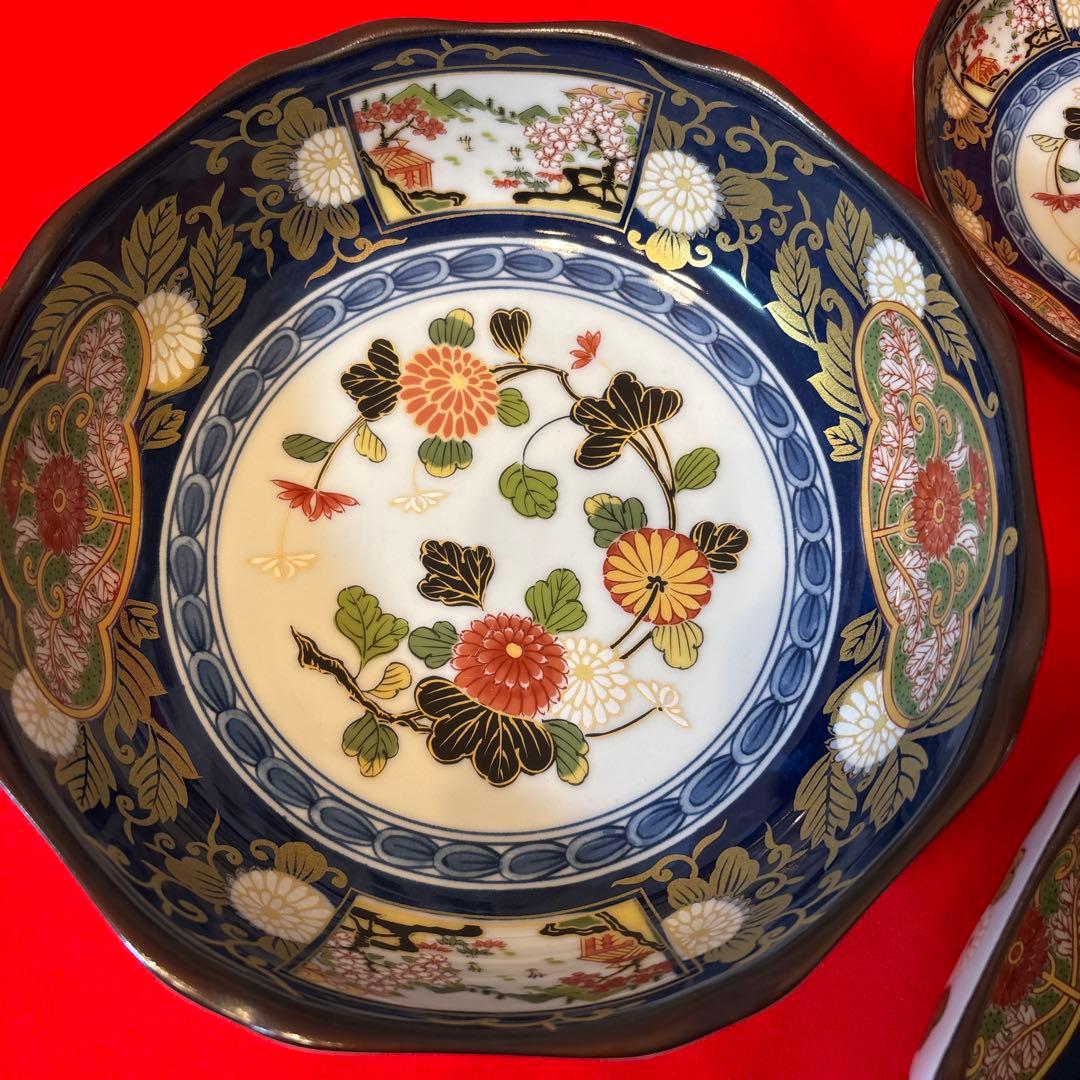 有田焼 仁祥窯 献上古伊万里・八角大皿 大鉢・八角取り皿5枚 計7点セット