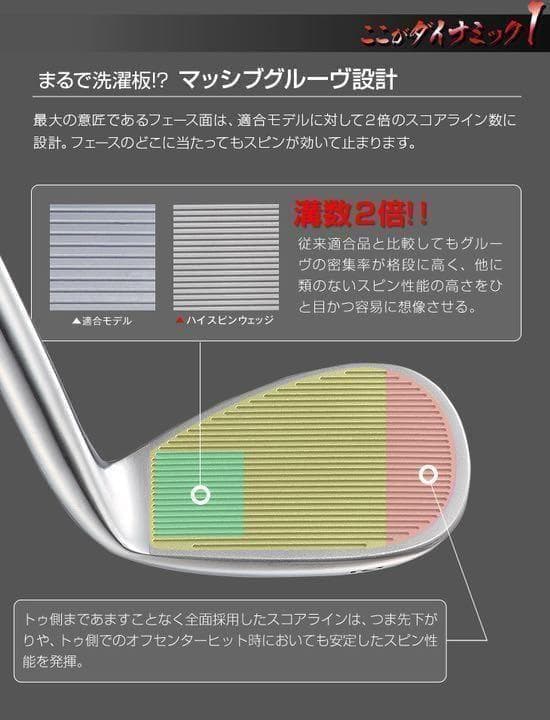 【左 超希少】世界最多角溝で超絶バックスピン★ ダイナミクス ハイスピンウェッジ