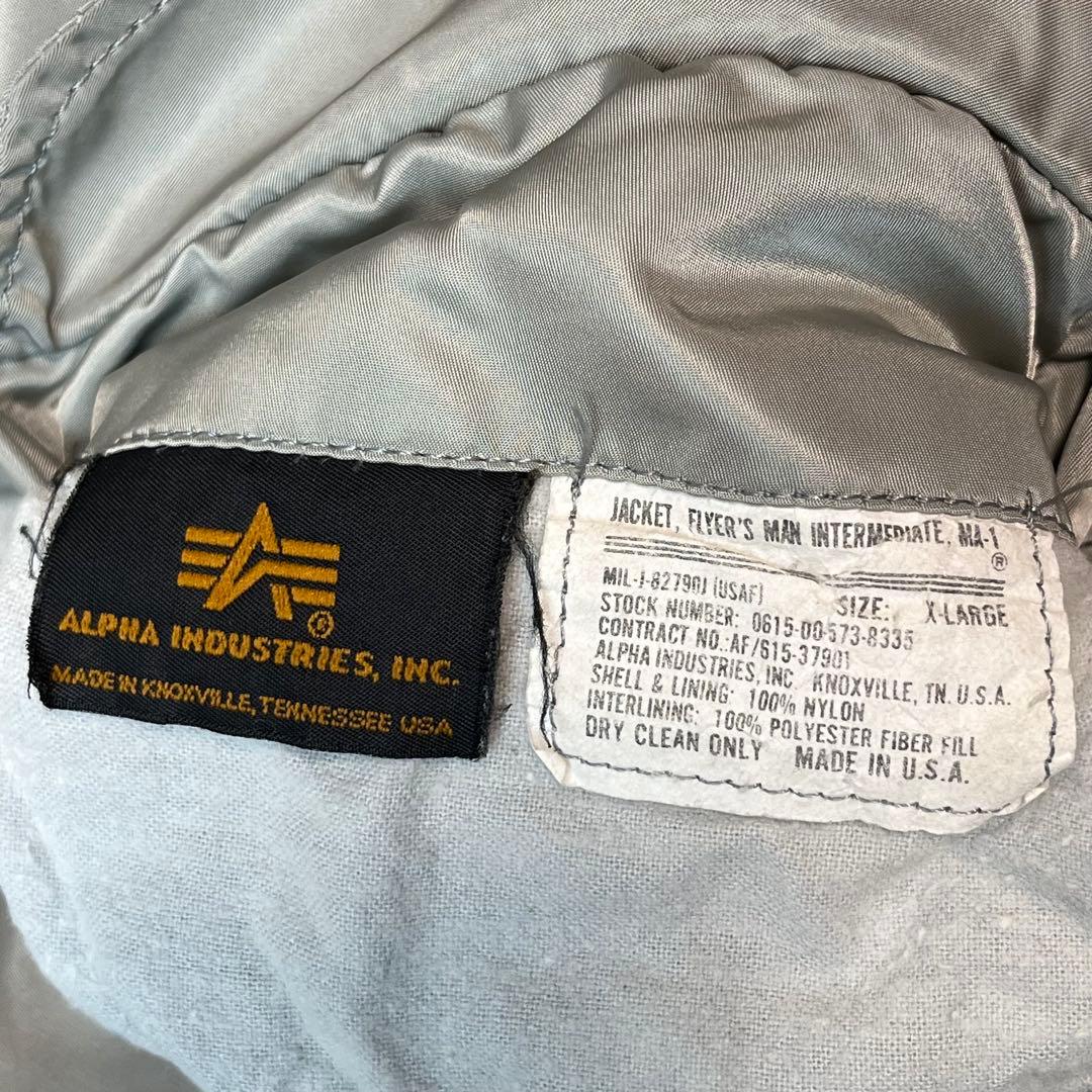 ALPHA INDUSTRIES フライトジャケット USA製 シルバー XL