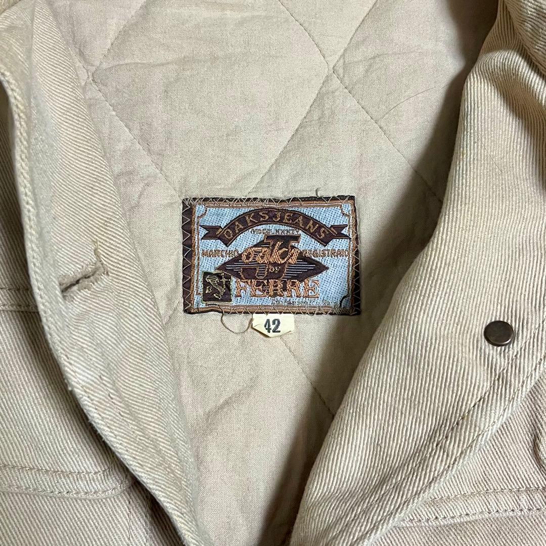 【希少】イタリア製 OAKS by FERRE ベージュ デニムジャケット短丈