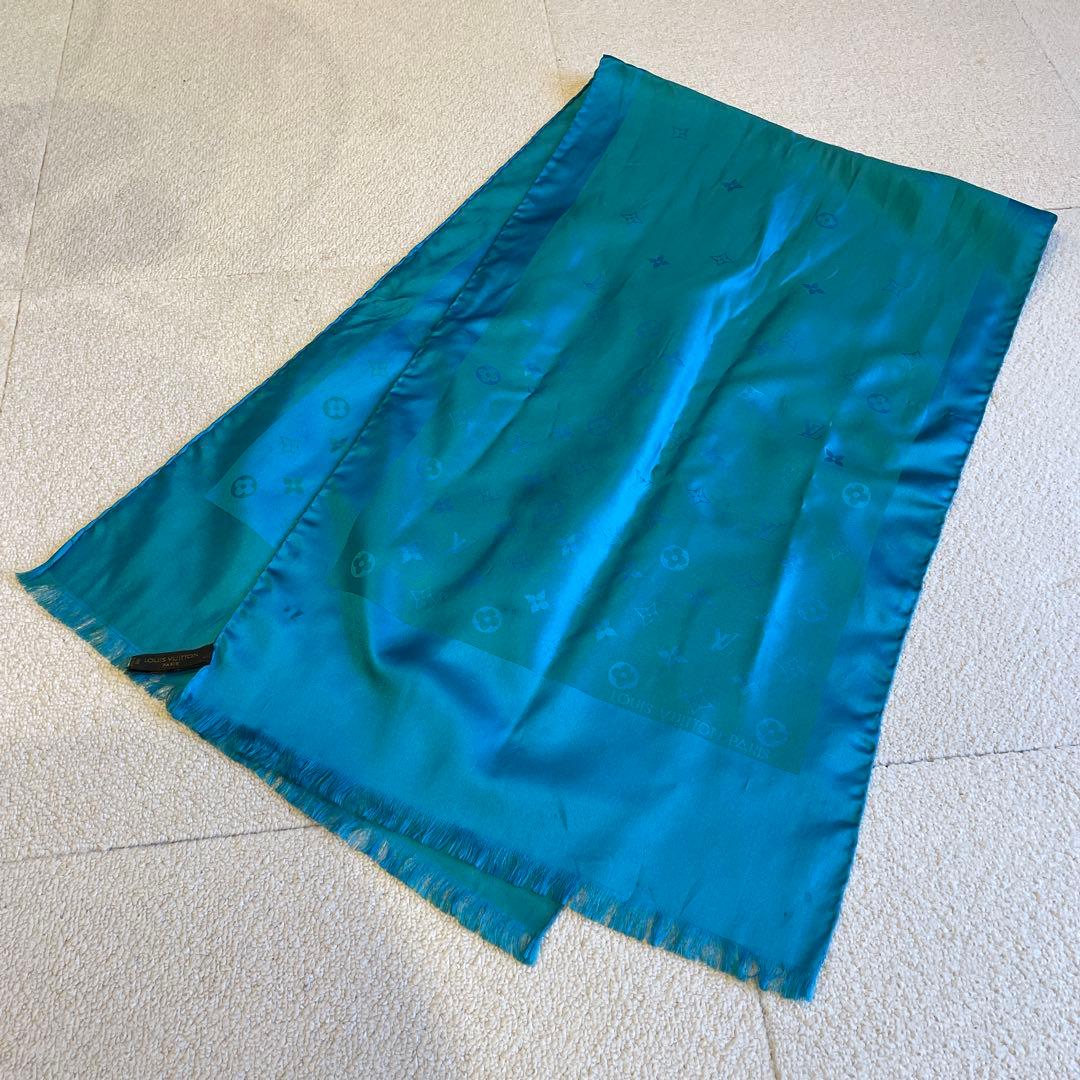 LOUIS VUITTON シルク ストール スカーフ　ターコイズ