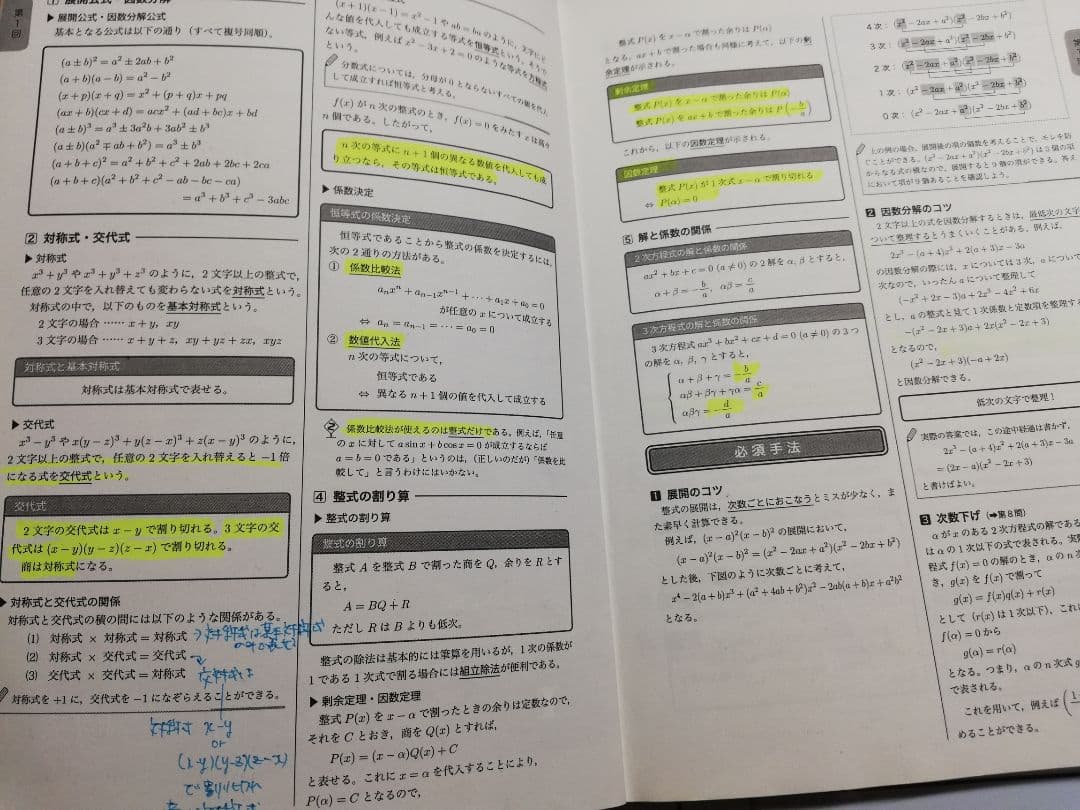 鉄緑会 高２数学確認シリーズ 第1部～第4部