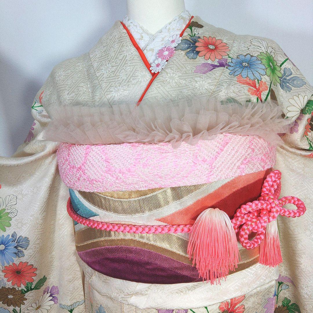 振袖　完全フルセット　25点　成人式　結婚式　前撮り　白　ホワイト　絞り柄　美品