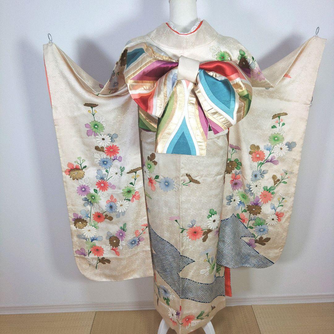 振袖　完全フルセット　25点　成人式　結婚式　前撮り　白　ホワイト　絞り柄　美品