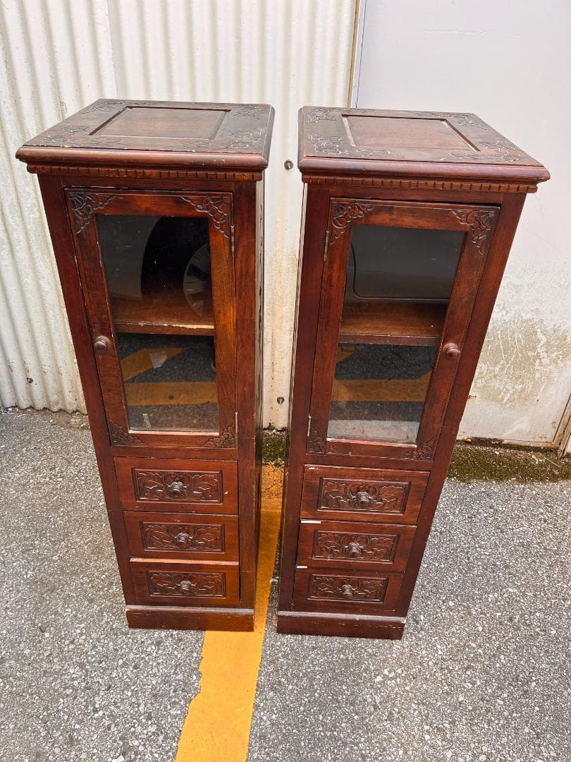 木製キャビネット ダークブラウン 2台セット