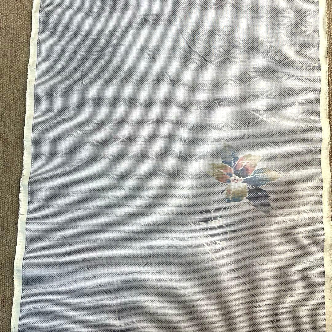 大島紬　都喜ヱ門　薄紫色 花柄 絹 着物反物 約12m 白大島