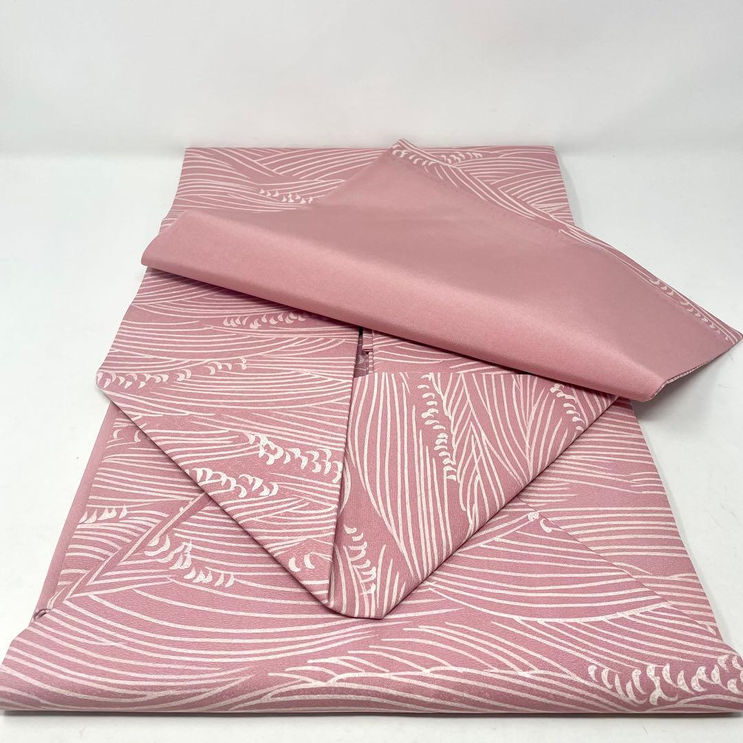 ［ 名古屋帯 ］正絹　ピンク　桜色　波　街着　着物　カジュアル　小紋