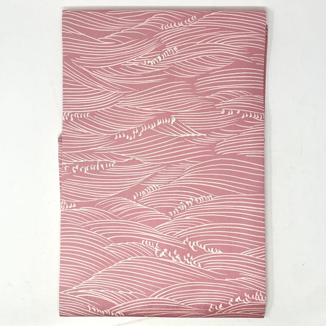 ［ 名古屋帯 ］正絹　ピンク　桜色　波　街着　着物　カジュアル　小紋