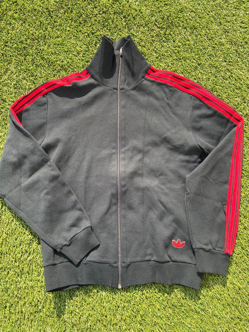 80s adidas アディダス デサント製 トラックジャケット 黒赤