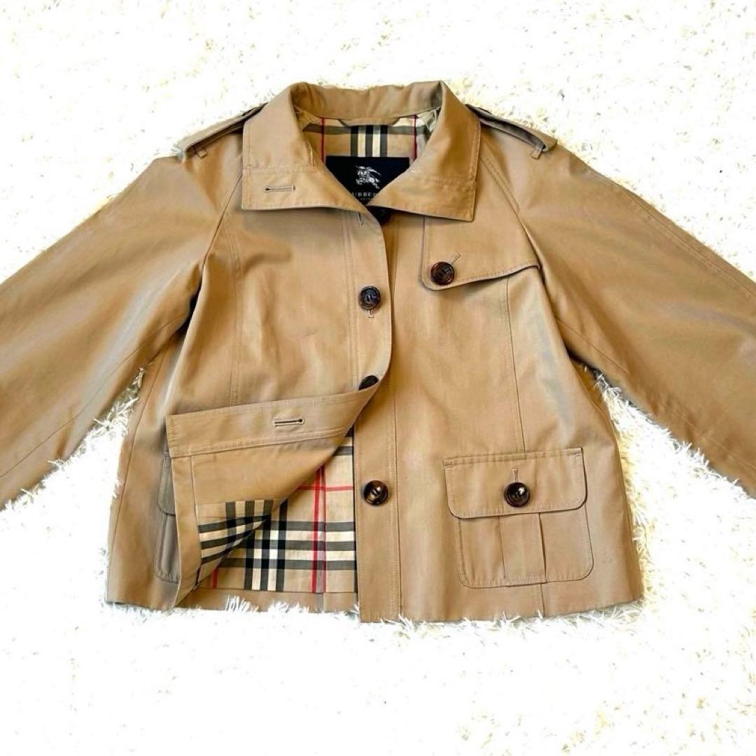 【美品】バーバリーロンドン ショートトレンチコート ノバチェック ベージュ 38
