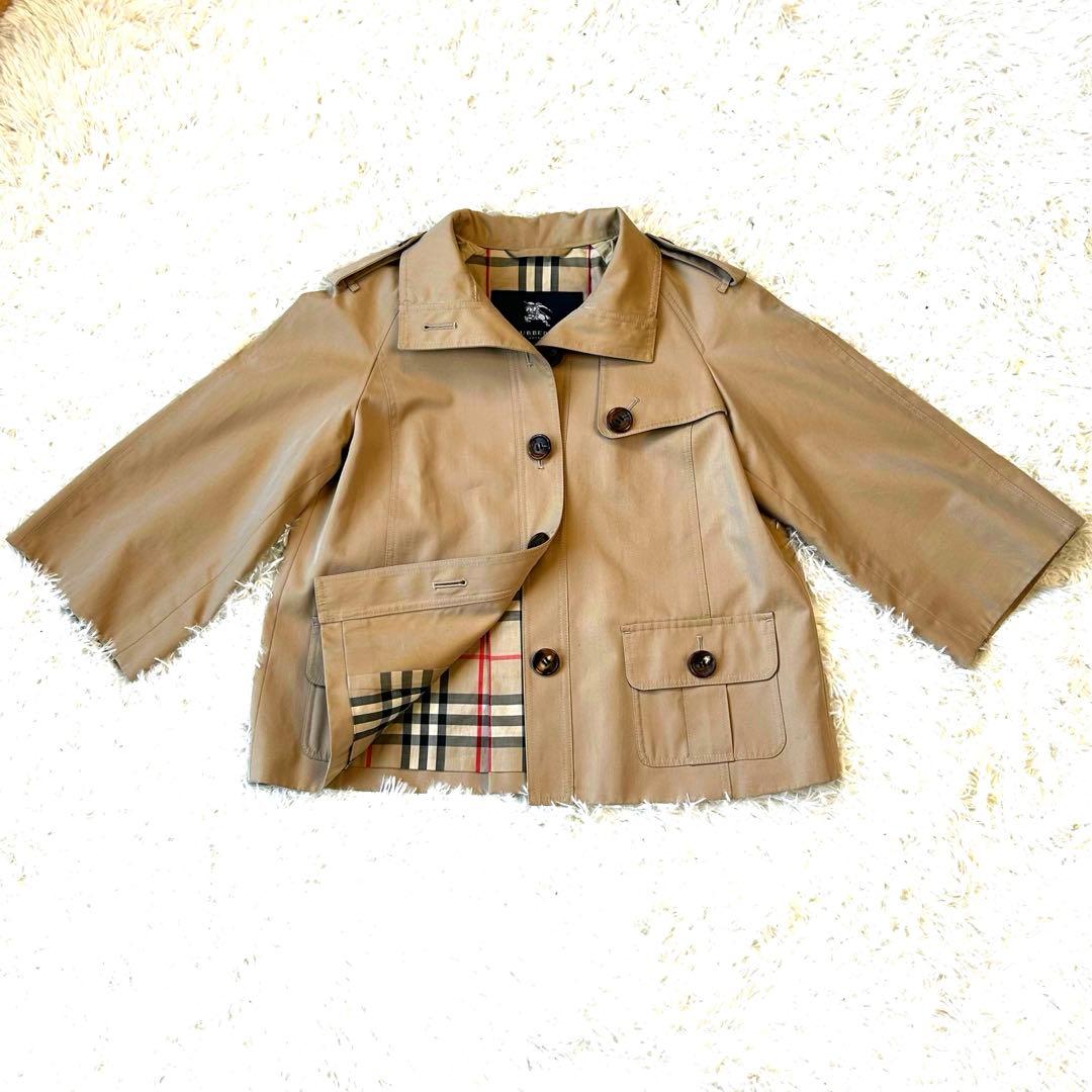 【美品】バーバリーロンドン ショートトレンチコート ノバチェック ベージュ 38