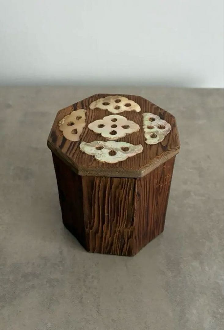 茶器　螺鈿　木製　平等院螺鈿　骨董　八角　箱入り