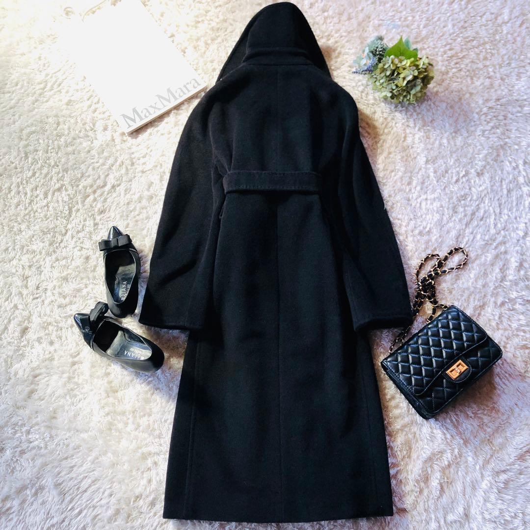 専用✨マックスマーラ ベルテッドコート カシミヤ 女優襟 ブラック 白タグ 38