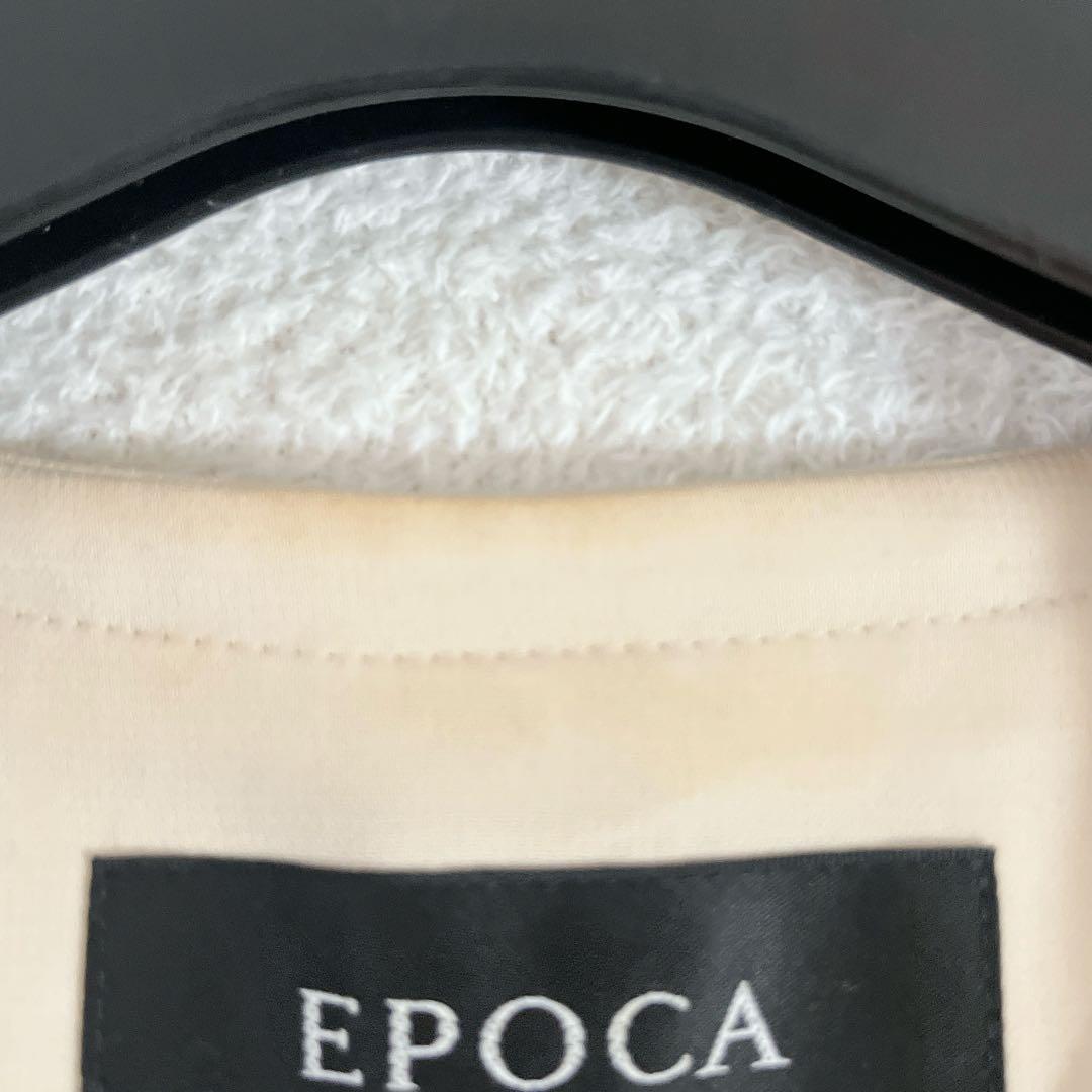 ★EPOCA★ツイードノーカラー ロングコート7分袖 ジップ 黒×ベージュ 38