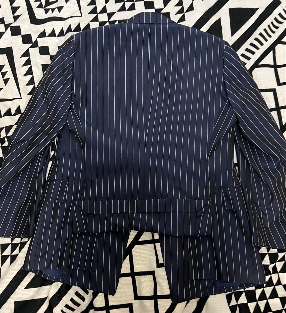 【極美品】トゥモローランド × アリストン ダブルスーツ 46 M 紺ストライプ