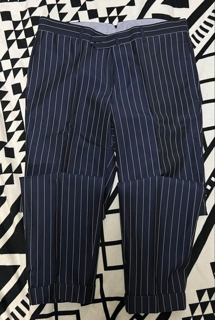 【極美品】トゥモローランド × アリストン ダブルスーツ 46 M 紺ストライプ