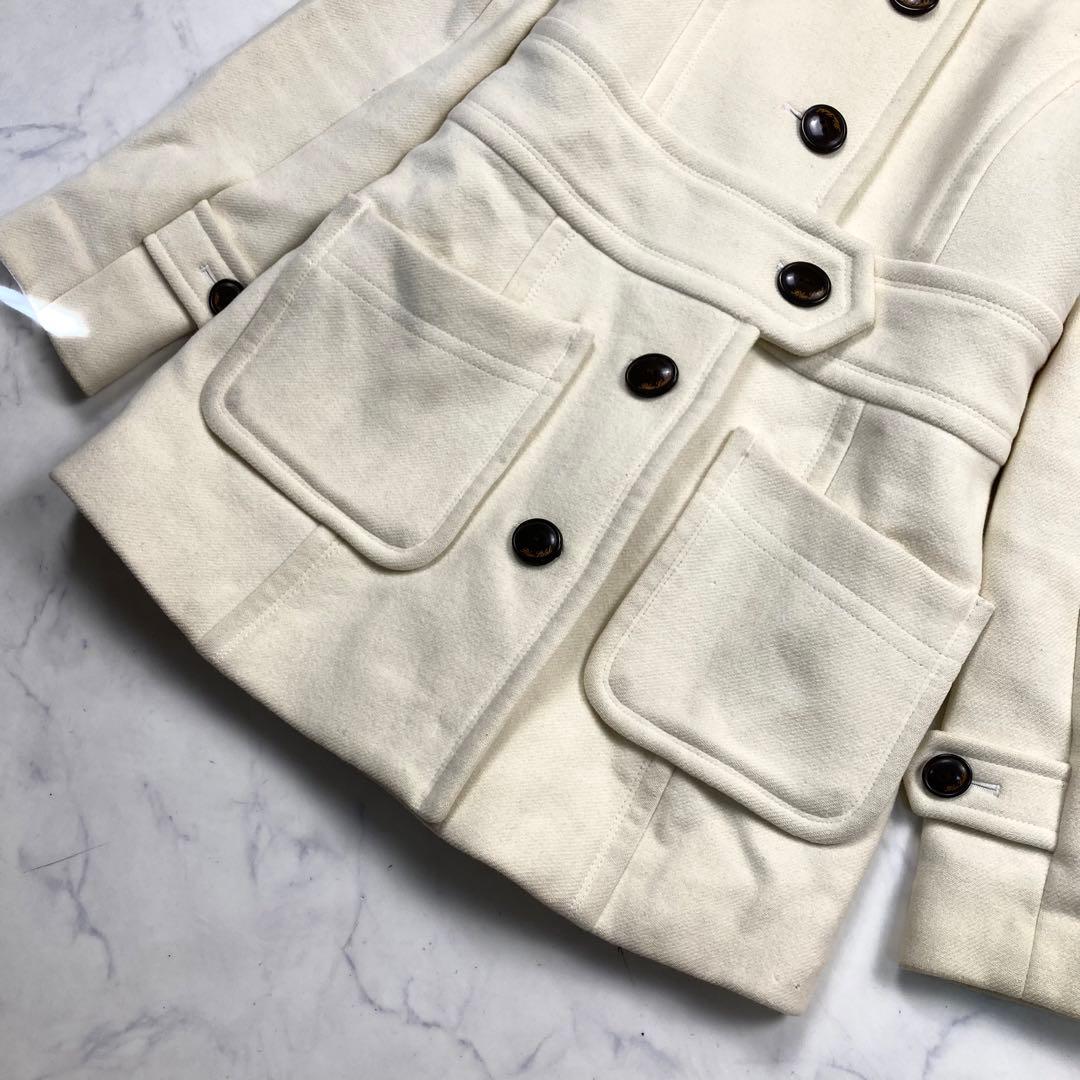 バーバリーブルーレーベル　アンゴラ　カシミヤ　フーデットコート　ノバチェック