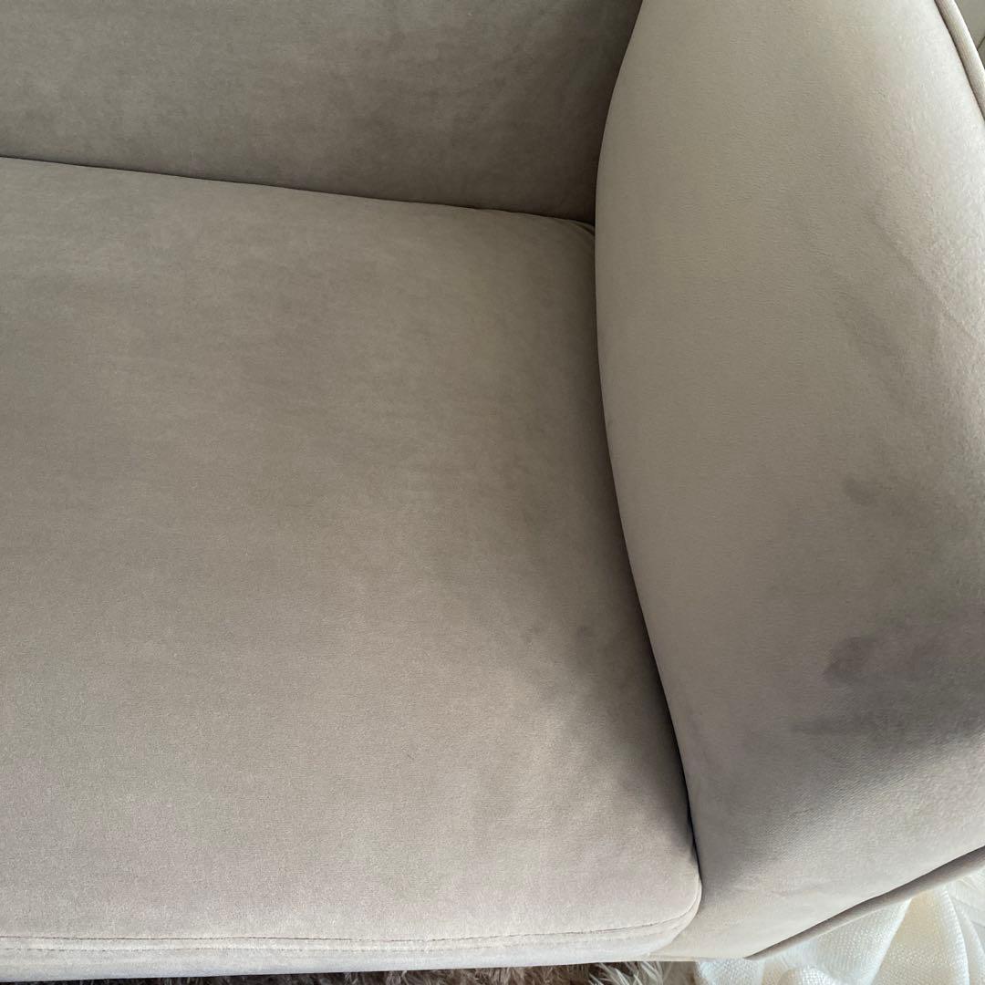 【値下げ】ベルベッド調　コンパクトソファ※カウチソファ部分のみ、オットマン別出品