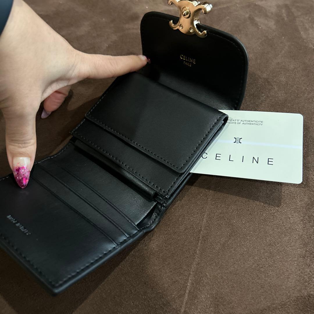 【ほぼ未使用】CELINE スモール フラップウォレット トリオンフ 黒