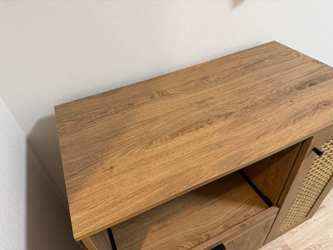 【12月28日までの出品】LOWYA キッチンカウンター　幅90 ラタン調