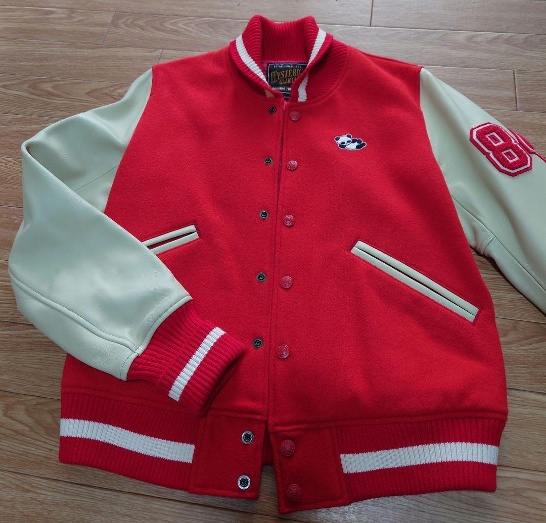 【美品】ヒステリックグラマー　パンダマニア　レザースリーブスタジャン