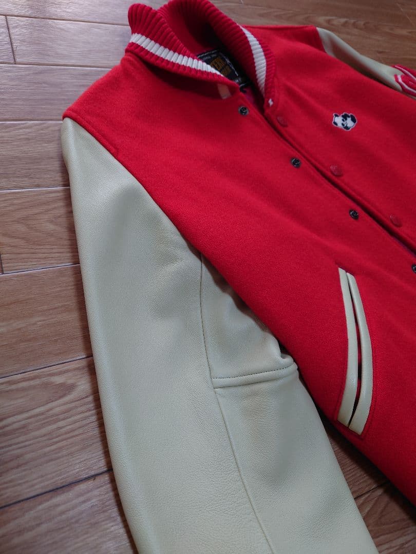 【美品】ヒステリックグラマー　パンダマニア　レザースリーブスタジャン