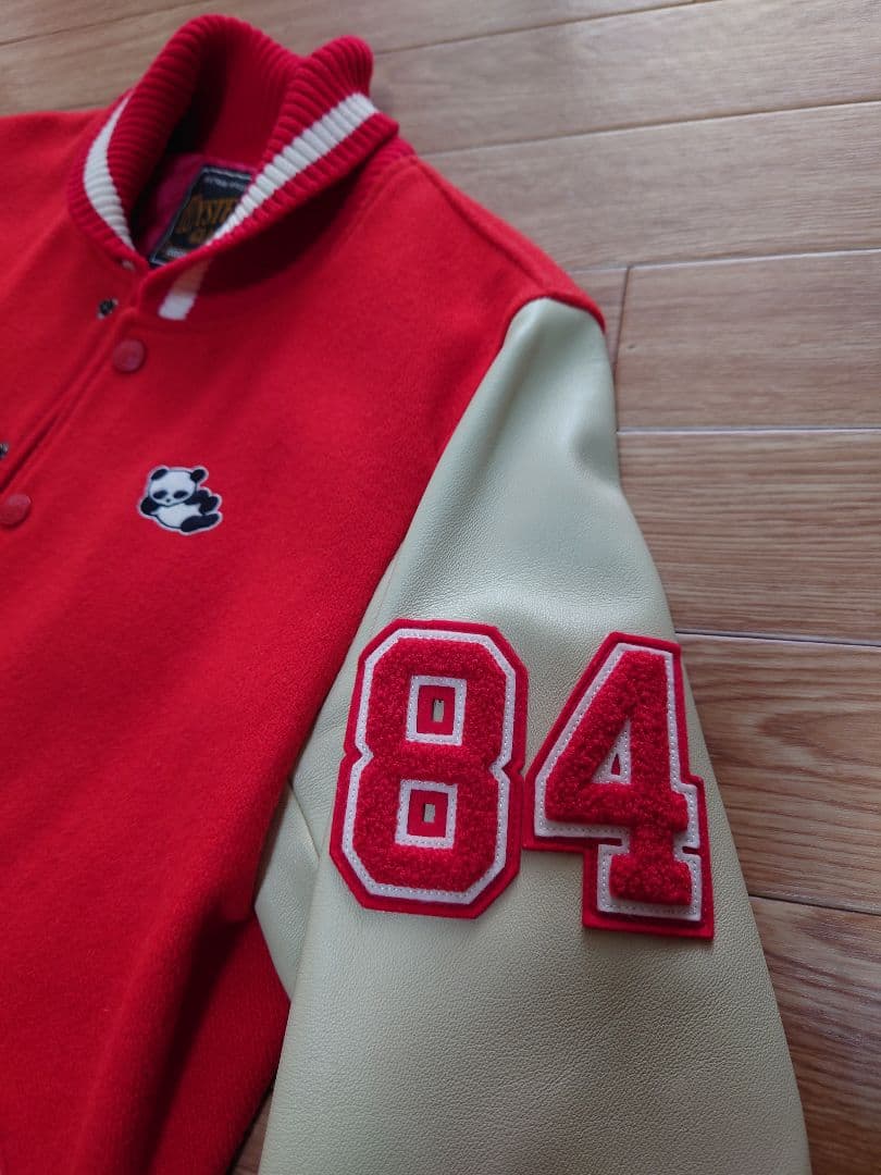 【美品】ヒステリックグラマー　パンダマニア　レザースリーブスタジャン