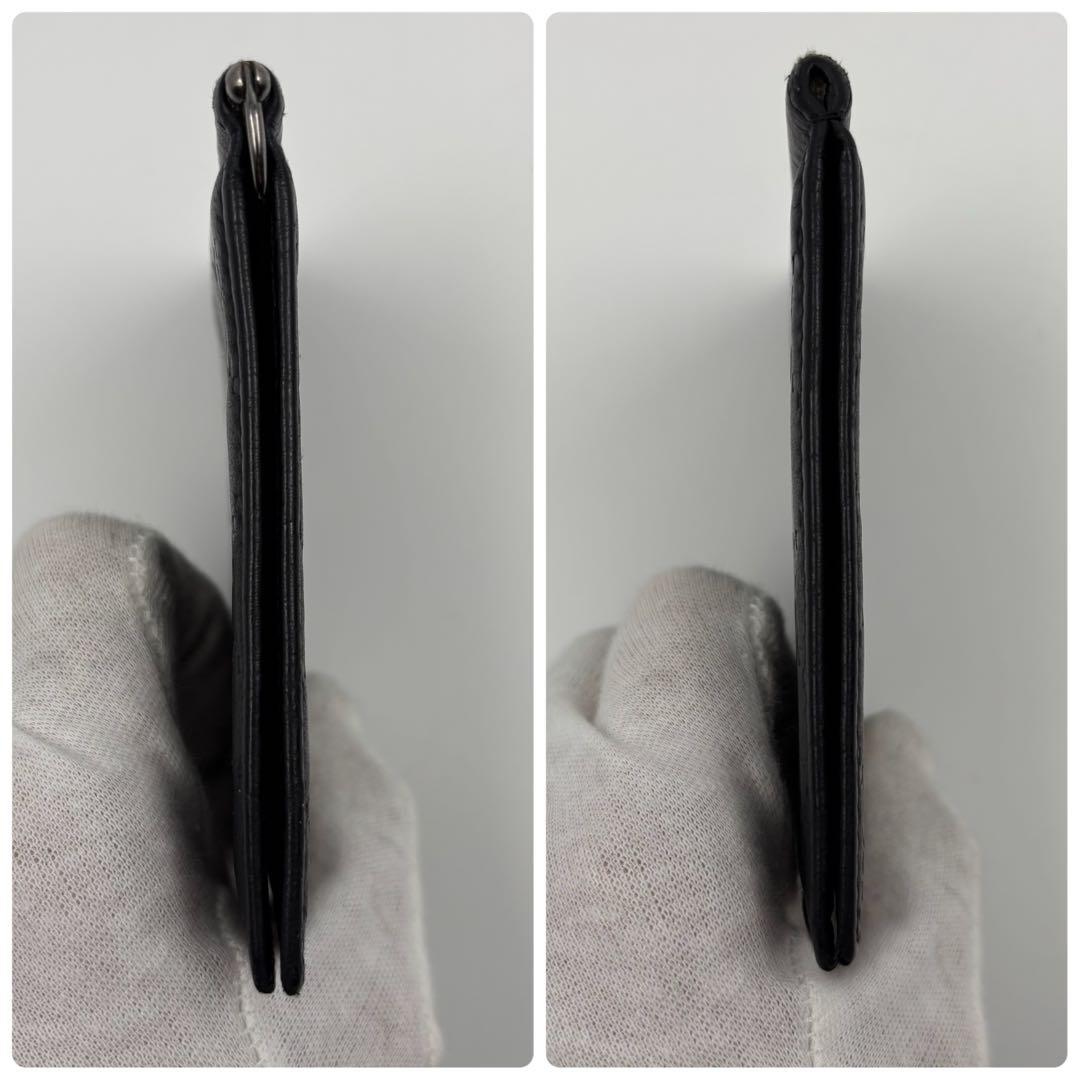 希少✨　GUCCI グッチ　マネークリップ GG シマレザー 二つ折り ブラック