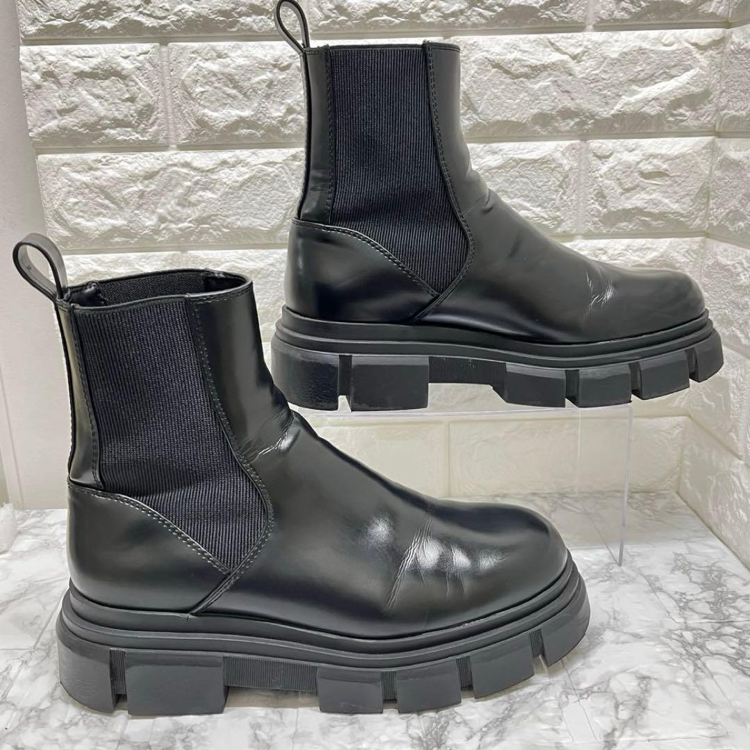 良品✨早い者勝ち✨ZARA❣️チェルシーブーツ 42 黒 厚底 サイドゴア