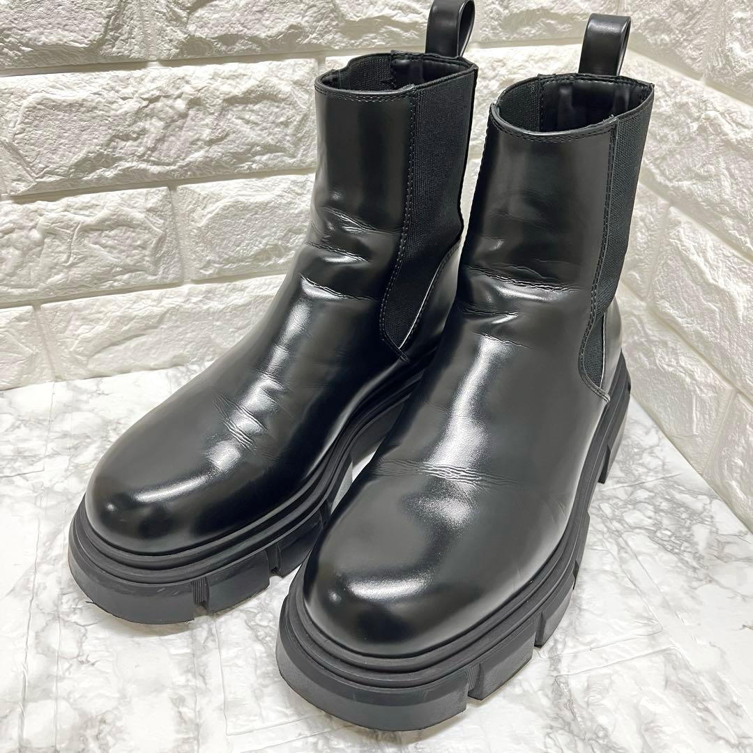 良品✨早い者勝ち✨ZARA❣️チェルシーブーツ 42 黒 厚底 サイドゴア