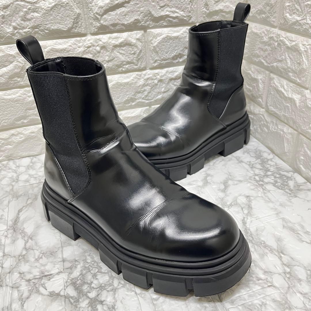 良品✨早い者勝ち✨ZARA❣️チェルシーブーツ 42 黒 厚底 サイドゴア