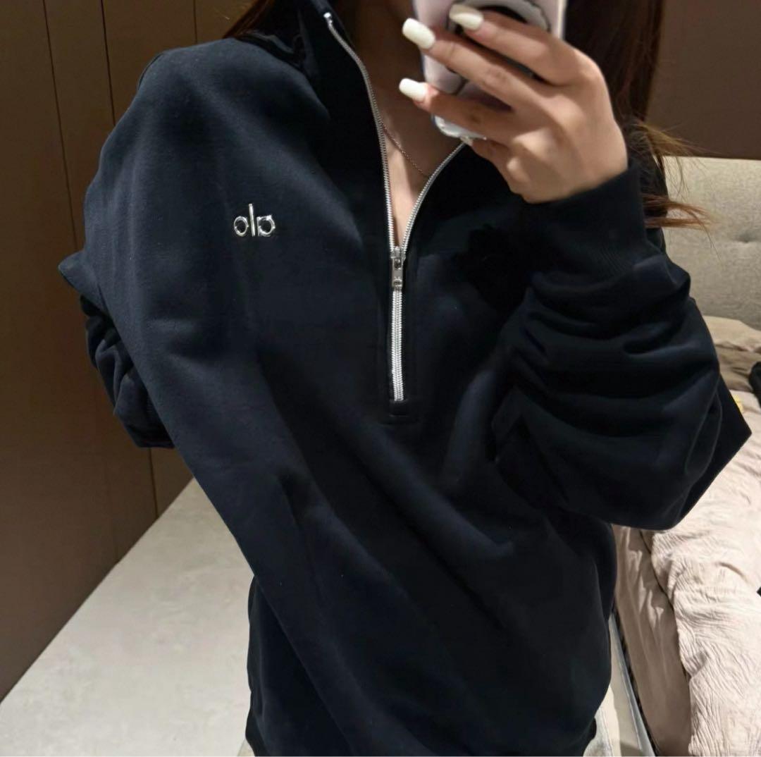 ALO YOGA ジップアップ トレーナー　スウェット　裏起毛　ブラック