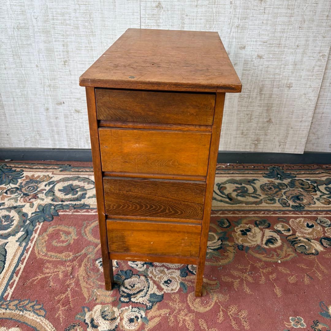 昭和レトロ アンティーク 古家具 無垢材 木製チェスト 4段 タンス 脚付き