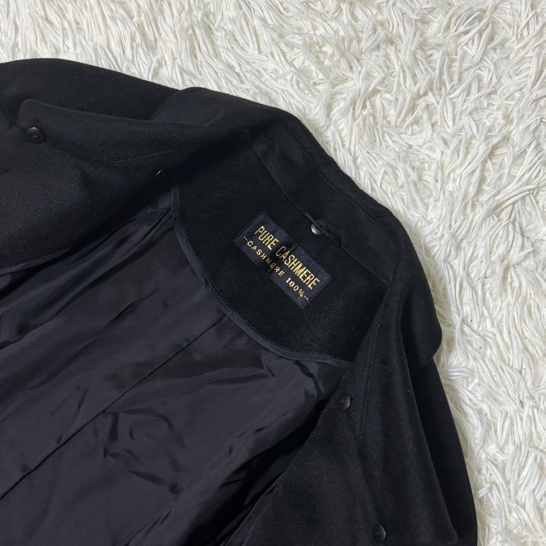 ✨️極美品 高級カシミヤ100% ロングコート ブラック 13号 XL 大きめ