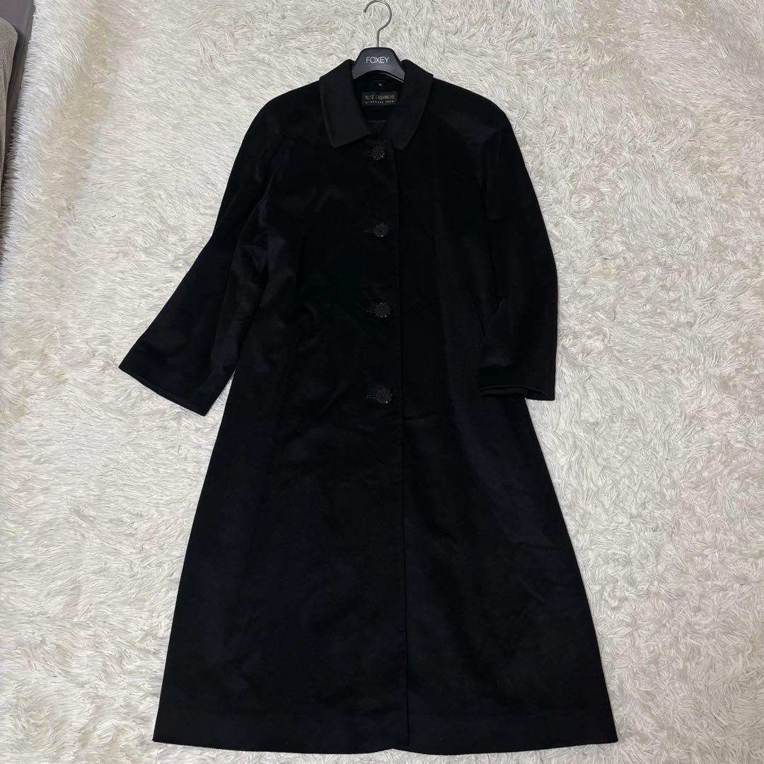 ✨️極美品 高級カシミヤ100% ロングコート ブラック 13号 XL 大きめ