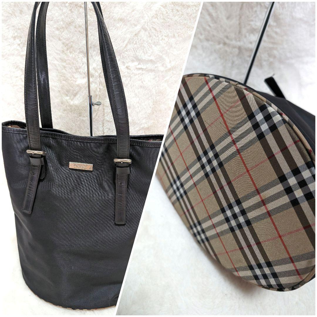Burberry ブラック トートバッグ　ノバチェック　ナイロン　バケツ型